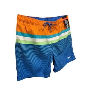 XXL Speedo Mens New Swim Trunks Lined Spicy Orange Striped